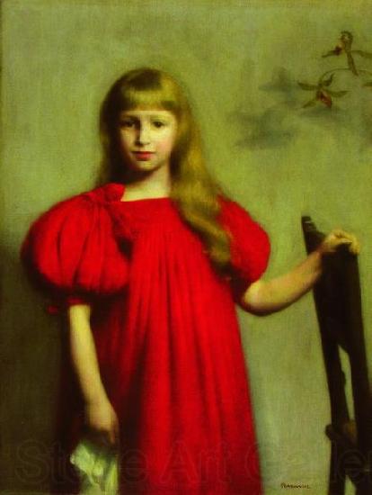 Pankiewicz, Jozef Portrait of a girl in a red dress Spain oil painting art